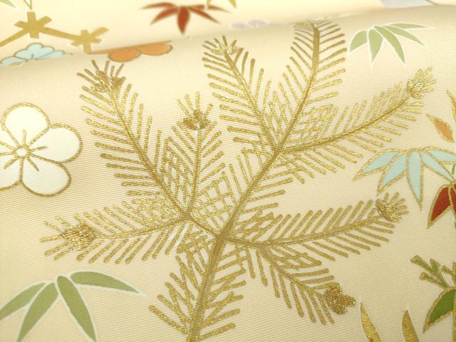 平和屋着物●塩瀬　九寸名古屋帯　駒刺繍　松竹梅　吉祥花文　金彩　正絹　逸品　DAAU5352ps 平和屋着物○塩瀬 九寸名古屋帯 駒刺繍 松竹梅 吉祥花文 金彩