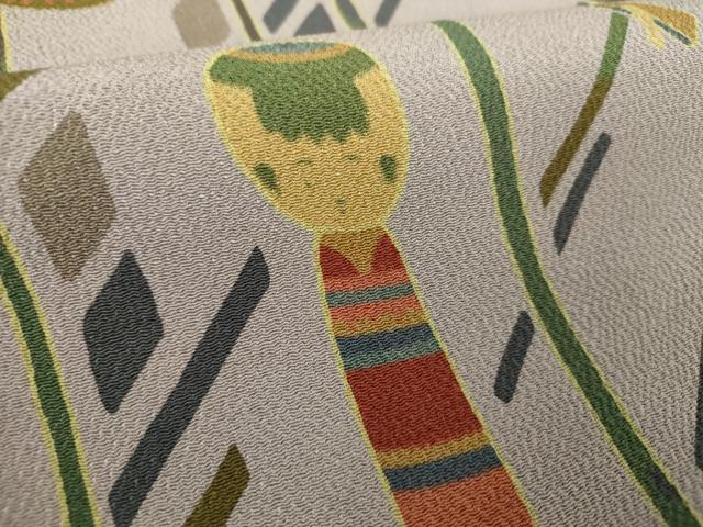 平和屋着物○九寸名古屋帯 玩具文様 鬼しぼ縮緬 金彩 正絹 逸品