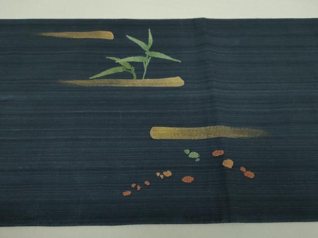 平和屋着物▽中国三大刺繍　相良刺繍　太鼓柄袋帯　紬地　スリーシーズン帯　春　夏　秋　蟹　金彩　正絹　逸品　DAAU5413ps_5