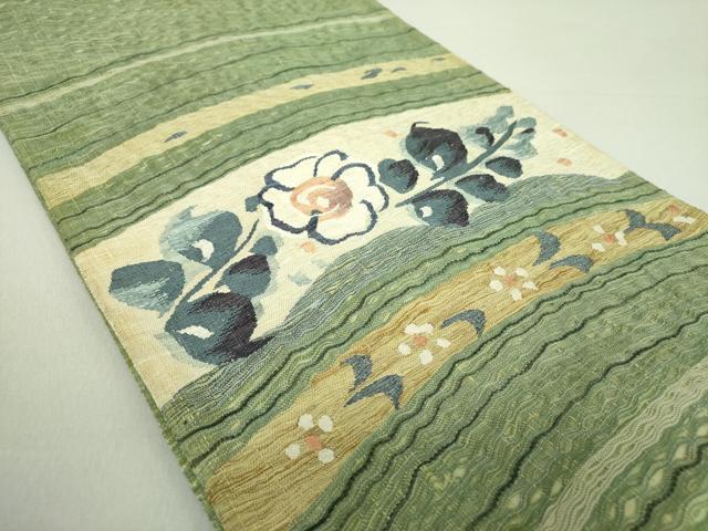 平和屋着物○太鼓柄袋帯 スリーシーズン 春夏秋 すくい織 立波文