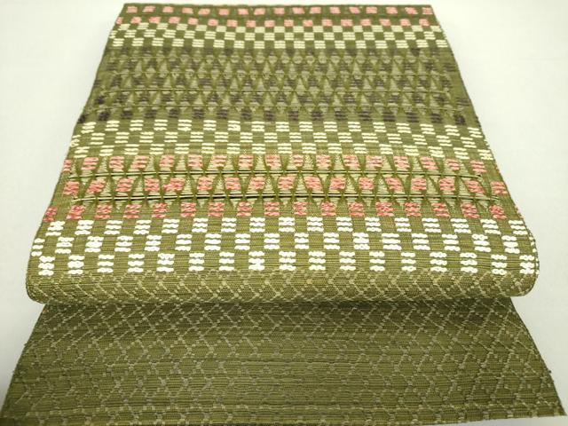 平和屋着物▽八寸名古屋帯　スリーシーズン帯　春　夏　秋　もじり織　横段文　正絹　逸品　DAAU5457ps