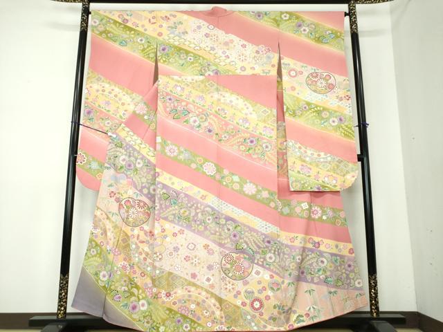 平和屋着物●豪華振袖　辻が花　舞蝶花文　暈し染め　金彩　正絹　逸品　DAAU5467ps