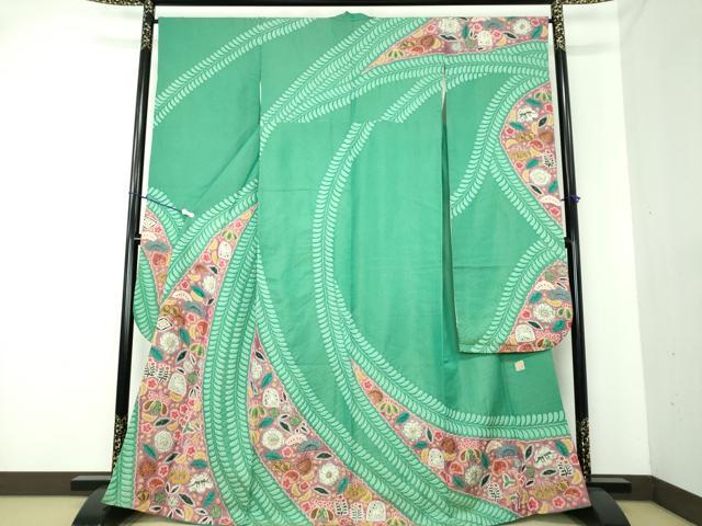 平和屋着物●伝統工芸士　水野保　保辻が花染　振袖　絞り　辻が花　金通し地　正絹　逸品　DAAU5469ps