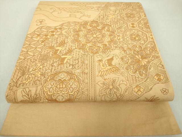 平和屋着物○太鼓柄袋帯 螺鈿 エ霞正倉院花文 金彩