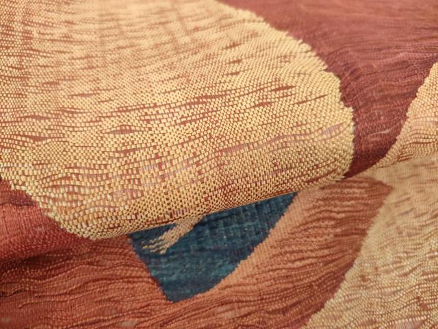 平和屋着物○太鼓柄袋帯 スリーシーズン 春夏秋 すくい織 変わり横