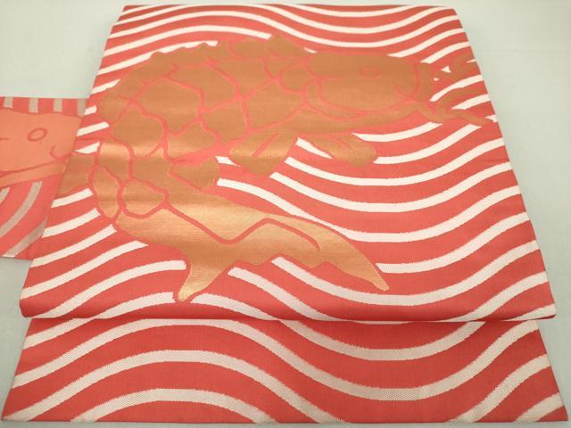 平和屋着物●九寸名古屋帯　荒磯　金銀糸　正絹　逸品　DAAU5499ps