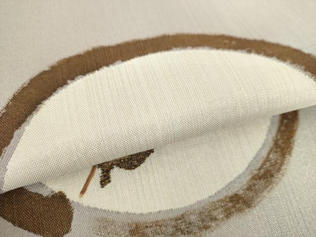 平和屋着物○九寸名古屋帯 柿渋染 草花丸文 金糸 正絹 逸品 DAAU5510ps