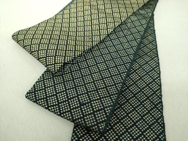 平和屋着物●男性　本場筑前博多織　両面　角帯　菱文　正絹　逸品　未使用　DAAU5524ps