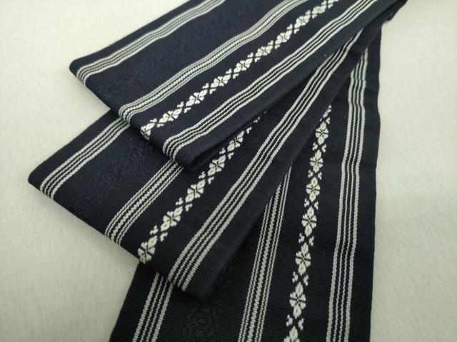 平和屋着物●男性　本場筑前博多織　両面　角帯　献上　森博多織謹製　証紙付き　正絹　逸品　未使用　DAAU5536ps