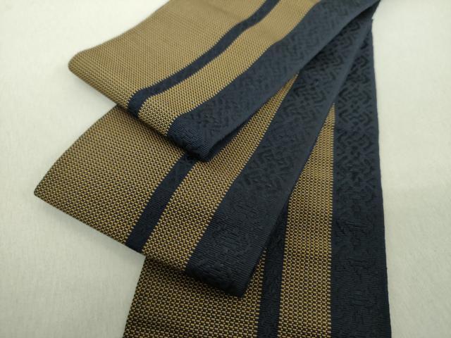 平和屋着物●男性　本場筑前博多織　両面　角帯　間道　正絹　逸品　未使用　DAAU5538ps