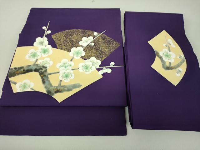 平和屋着物●塩瀬　つけ帯　手描き　地紙槍梅　金彩　正絹　逸品　DAAU5544ps