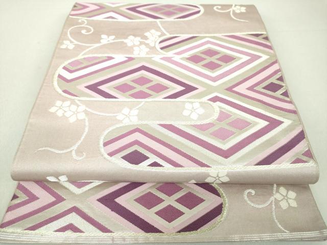 平和屋着物●西陣　川島織物　六通柄　本袋帯　霞菱文　花唐草文　金銀糸　正絹　逸品　DAAU5557ps