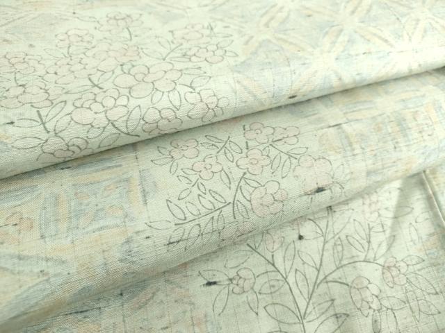 平和屋着物●上質な紬　手描き　吉祥花文　正絹　逸品　DAAU5585ps