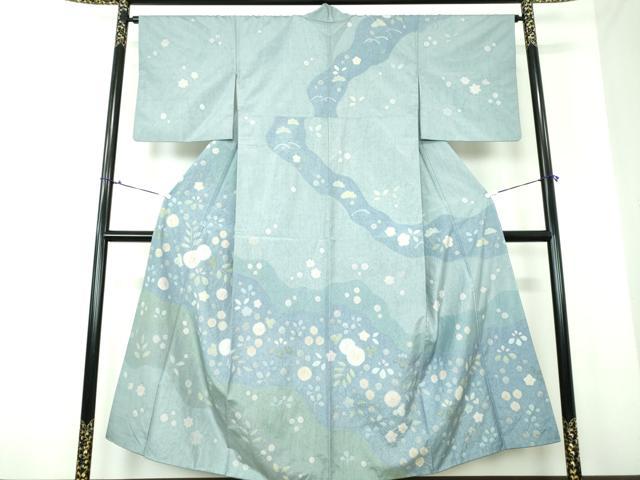 平和屋着物●本場染大島紬　訪問着　絞り　舞花文　金彩　正絹　逸品　DAAU5595ps