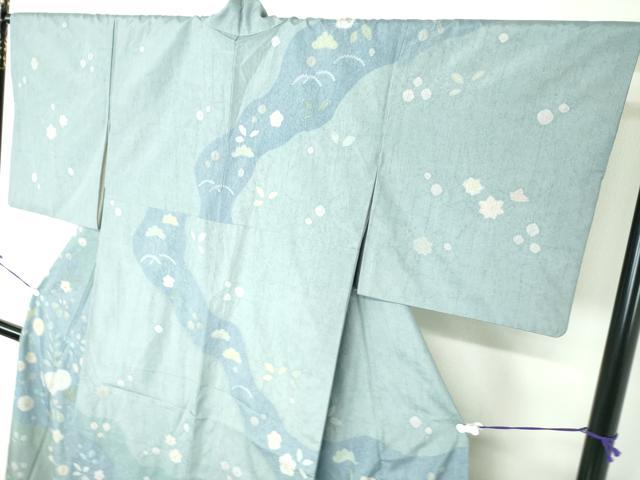 平和屋着物○本場染大島紬 訪問着 絞り 舞花文 金彩 正絹 逸品 DAAU5595ps