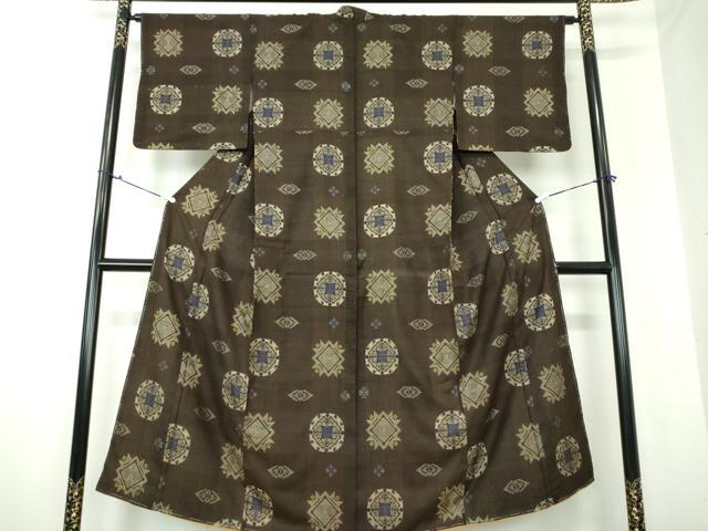 平和屋着物●本場大島紬　龍郷絣　花菱文　正絹　逸品　DAAU5609ps