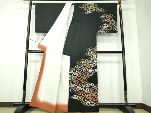 平和屋着物○訪問着 オマージュ アート 黒地 金彩 正絹 逸品 DAAQ3107ps