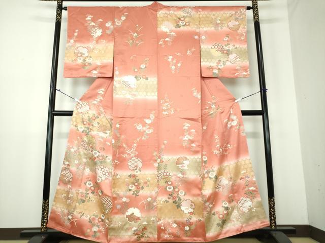 平和屋着物●十日町老舗ブランド 吉澤友禅 吾妻徳穂 訪問着 駒刺繍 雪輪吉祥花文 暈し染め 金彩 高島屋扱い 正絹 逸品 未使用 DAAU5648ps