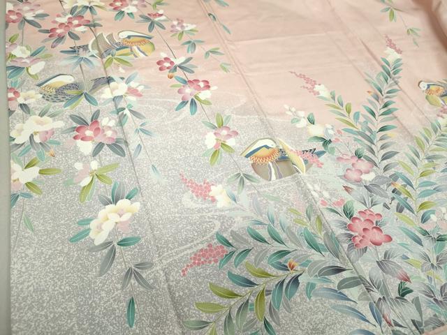 平和屋着物○訪問着 枝垂れ花 流水鴛鴦花文 暈し染め 鈴乃屋