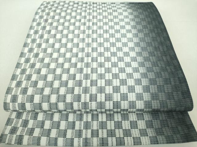 平和屋着物●両面　全通柄袋帯　変わり市松　正絹　逸品　DAAU5656ps