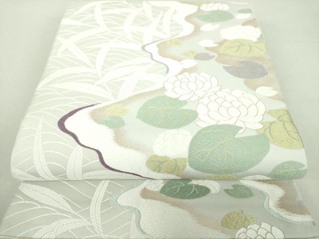 平和屋着物●六通柄袋帯　唐織　睡蓮　金糸　正絹　逸品　DAAU5673ps