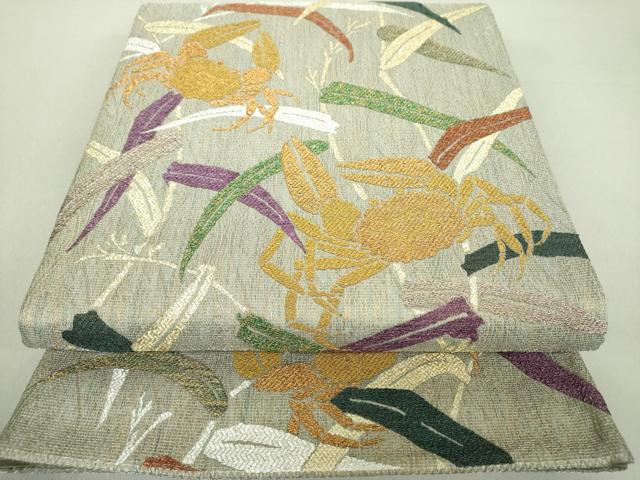 平和屋着物●六通柄袋帯　網目蟹芦文　金銀糸　正絹　逸品　DAAU5689ps