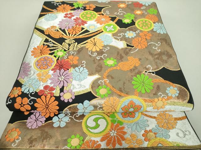 不用品販売 平和屋着物○西陣 川島織物 六通柄 本袋帯 唐織 三つ扇
