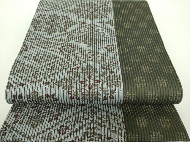 平和屋着物●両面　全通柄袋帯　花菱間道　正絹　逸品　未使用　DAAU5709ps