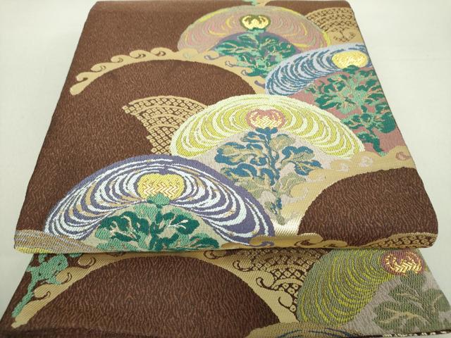 平和屋着物●六通柄袋帯　唐織　江戸浪漫　菊青海波　金糸　正絹　逸品　DAAU5713ps