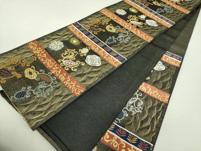平和屋着物▽六通柄袋帯 スリーシーズン帯 春 夏 秋 すくい織 横段花