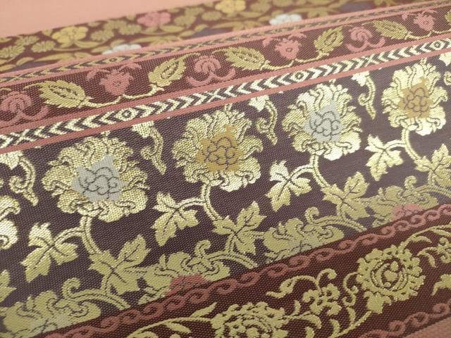 平和屋着物●両面　六通柄袋帯　名物裂花文　荒磯　花兎　金糸　正絹　逸品　未使用　DAAU5731ps 平和屋着物○両面 六通柄袋帯 名物裂花文 荒磯 花兎