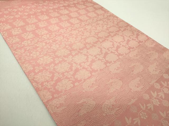 平和屋着物○両面 六通柄袋帯 名物裂花文 荒磯 花兎