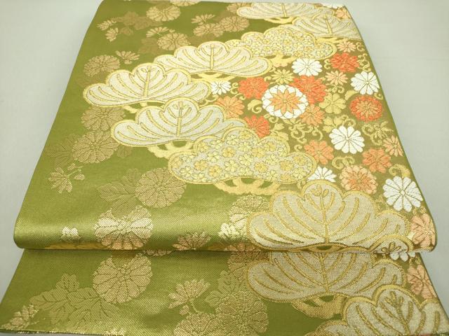 平和屋着物●西陣　川島織物　六通柄　本袋帯　吉祥花松文　金糸　正絹　逸品　DAAU5733ps