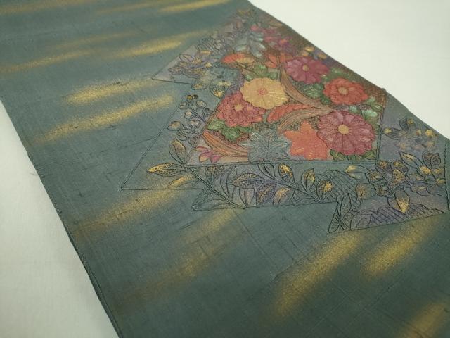 小紋　刺繍　スワトウ刺繍　金糸　鶴　亀　松竹梅　東京さが美　着物　092w d 小紋 刺繍 スワトウ刺繍 金糸 鶴 亀 松竹梅 東京さが美 着物 092w d