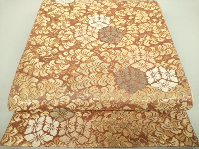 平和屋着物●西陣の名門　加納幸謹製　六通柄袋帯　花菱文　金糸　正絹　逸品　DAAU5736ps