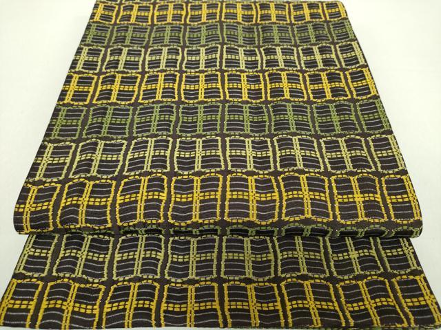 平和屋着物●六通柄袋帯　唐織　変わり格子　銀糸　正絹　逸品　DAAU5741ps