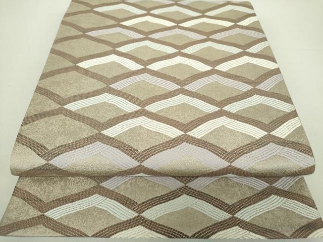 平和屋着物●六通柄袋帯　網目文　正絹　逸品　DAAU5742ps