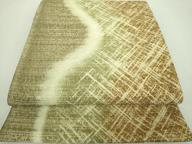 平和屋着物●全通柄袋帯　霞文　金糸　正絹　逸品　DAAU5745ps