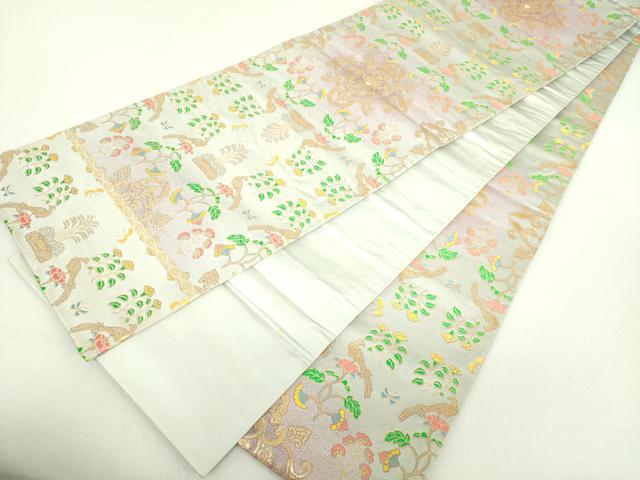 平和屋着物■極上　龍村晋謹製　全通柄袋帯　天平花葉丸文錦　金銀糸　色紙付き　逸品　未使用　CYAA2811s5 平和屋着物□極上 龍村晋謹製 全通柄袋帯 天平花葉丸文