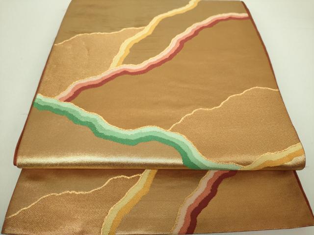 平和屋着物●西陣　川島織物　六通柄　本袋帯　霞文　金糸　正絹　逸品　DAAU5756ps