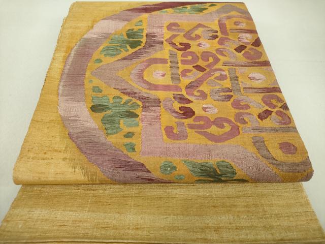 平和屋着物●太鼓柄袋帯　紬地　花丸文　正絹　逸品　DAAU5757ps