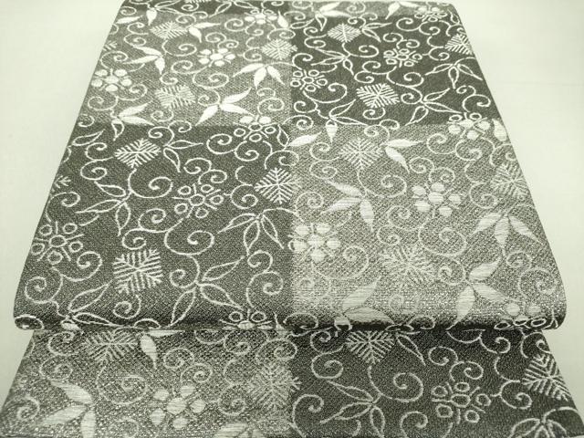 平和屋着物●六通柄袋帯　倭文衣　銀糸　正絹　逸品　DAAU5761ps