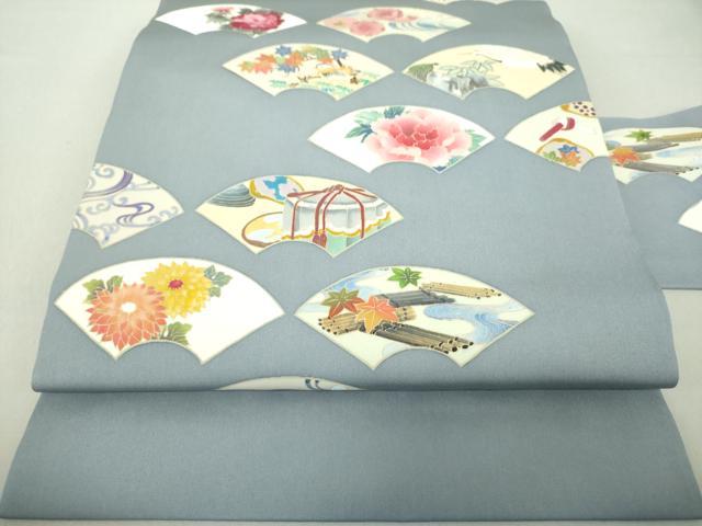 平和屋着物●塩瀬　九寸名古屋帯　地紙吉祥花鳥文　正絹　逸品　DAAU5767ps