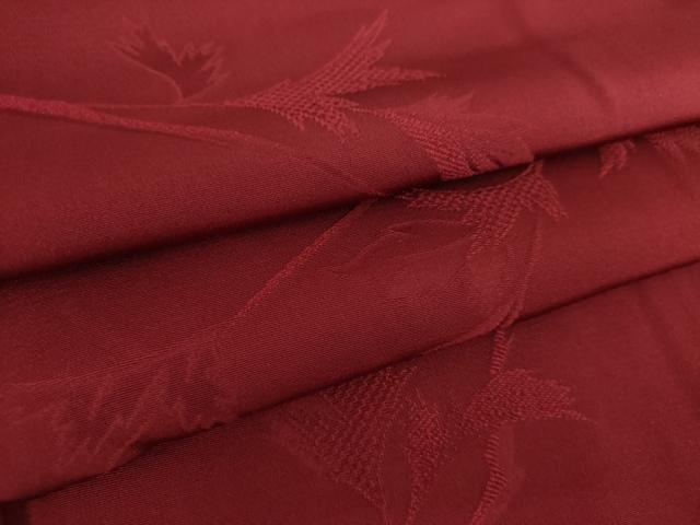 平和屋着物●上質な色無地　枝葉地紋　深赤色　正絹　逸品　DAAU5788ps