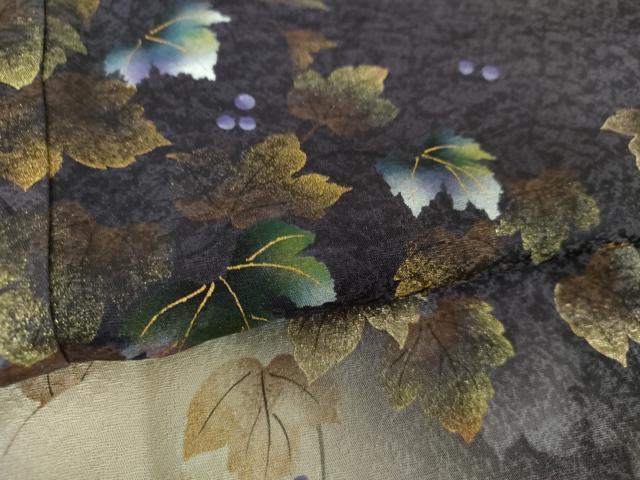 平和屋着物○訪問着 葡萄蔦の葉文 暈し染め 金彩 正絹