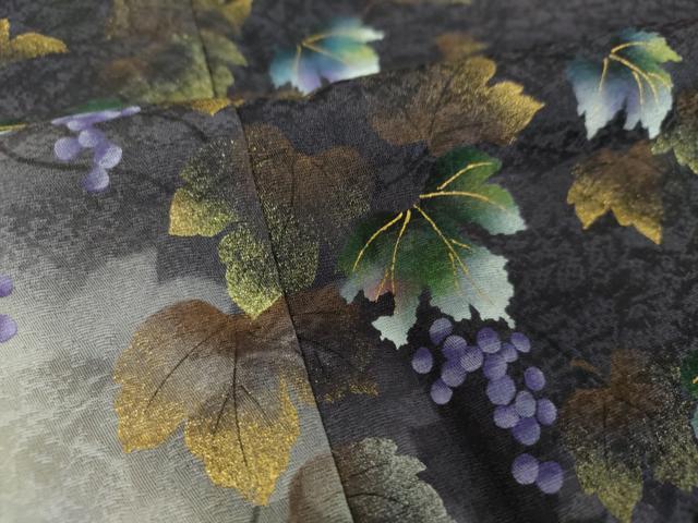 平和屋着物○訪問着 葡萄蔦の葉文 暈し染め 金彩 正絹