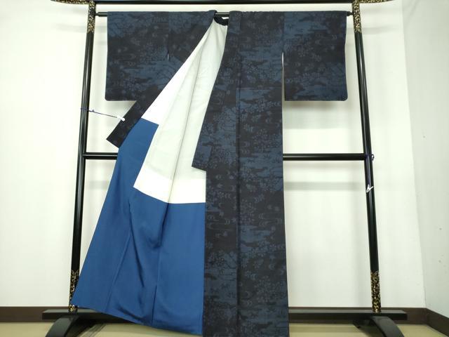 平和屋着物○結城紬 100亀甲 霞花文 正絹 逸品 DAAU5794ps 平和屋着物