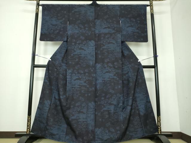 平和屋着物○結城紬 100亀甲 霞花文 正絹 逸品 DAAU5794ps 平和屋着物