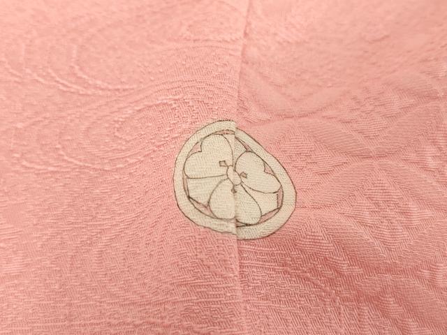 平和屋着物○上質な色無地 吉祥花地紋 紅梅色 高島屋扱い 正絹