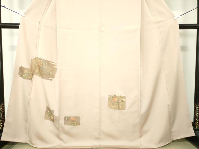 平和屋着物○訪問着 刺繍 破れ色紙花文 金彩 反端付き 正絹